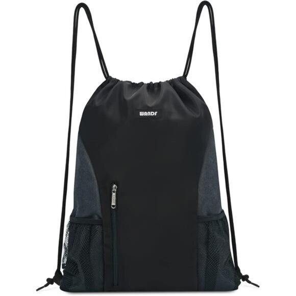 Drawstring Backpack Gym Sackpack with Mesh Pockets Water Resistant String Bag - Picture 1 of 7